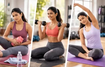 Woman training with calendar concept representing menstrual cycle phases