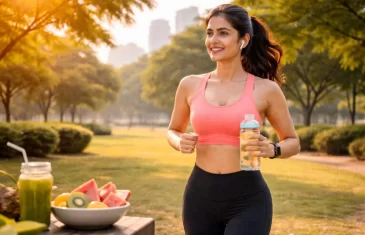 Person doing outdoor workout in hot Indian summer weather